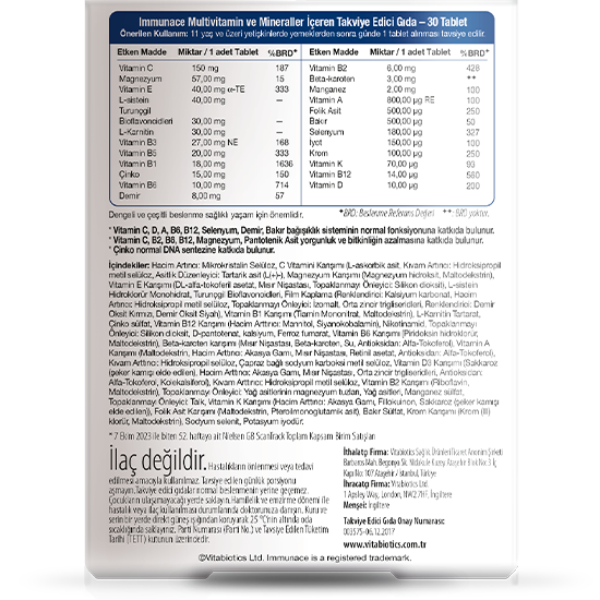 Vitabiotics Immunace® Original 30 Tablet - Arka