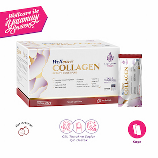 Wellcare Collagen Multi Boost Plus Tip I-II-III  Nar Aromalı / 10.000 mg Toz Form
