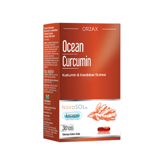 Orzax Ocean Curcumin Karabiber Ekstresi Takviye Edici Gıda 30 Kapsül