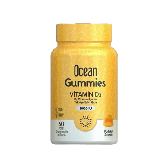 Orzax Ocean Gummies Vitamin D3 1000 IU D3 Vitamini İçeren Takviye Edici Gıda 60 Adet