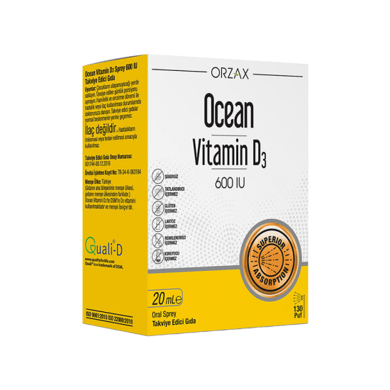 Orzax Ocean Vitamin D3 600 IU Sprey 20ml