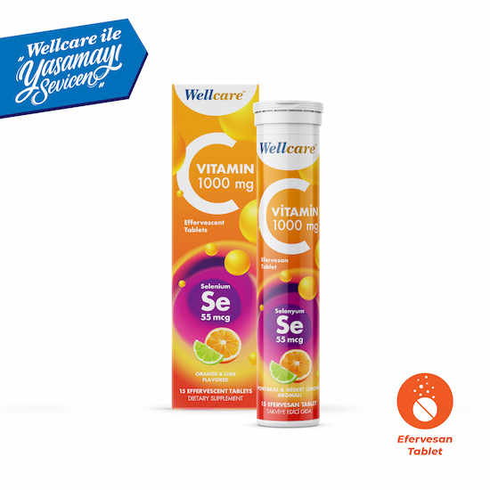 Wellcare Vitamin C 1000 mg ve Selenyum 55 mcg 15 Efervesan Tablet