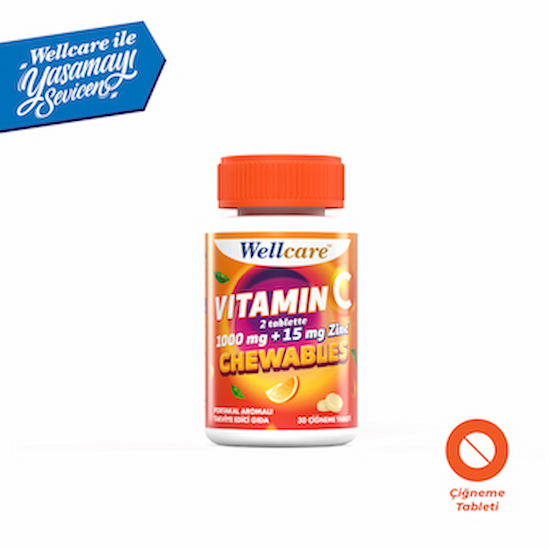 Wellcare Vitamin C 1000 mg ve 15 mg Zinc Çiğneme Tableti - 30 Tablet