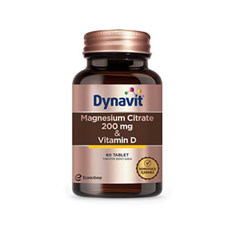 Dynavit Magnesium Citrate 200 mg ve Vitamin D 60 Tablet